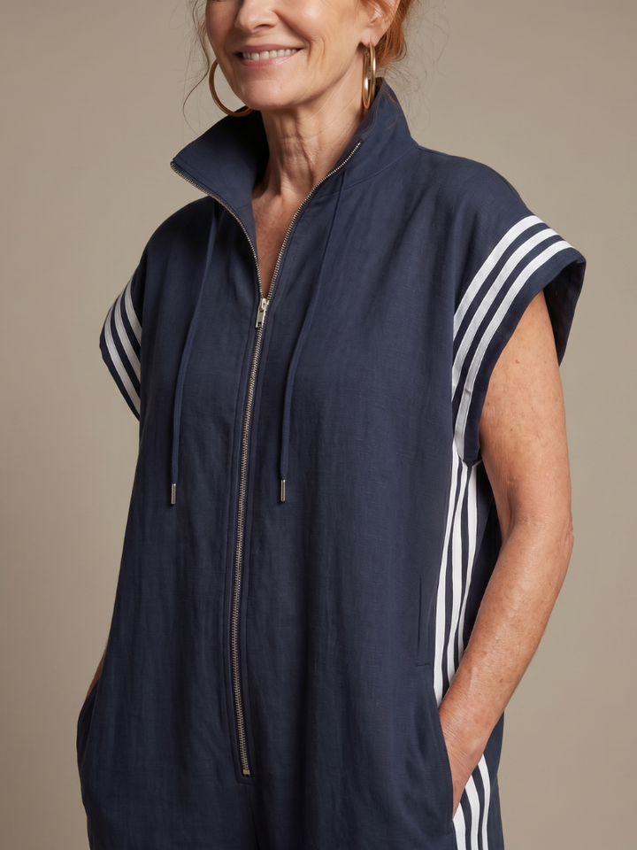 Lark | Striped Front-Zip Jumpsuit