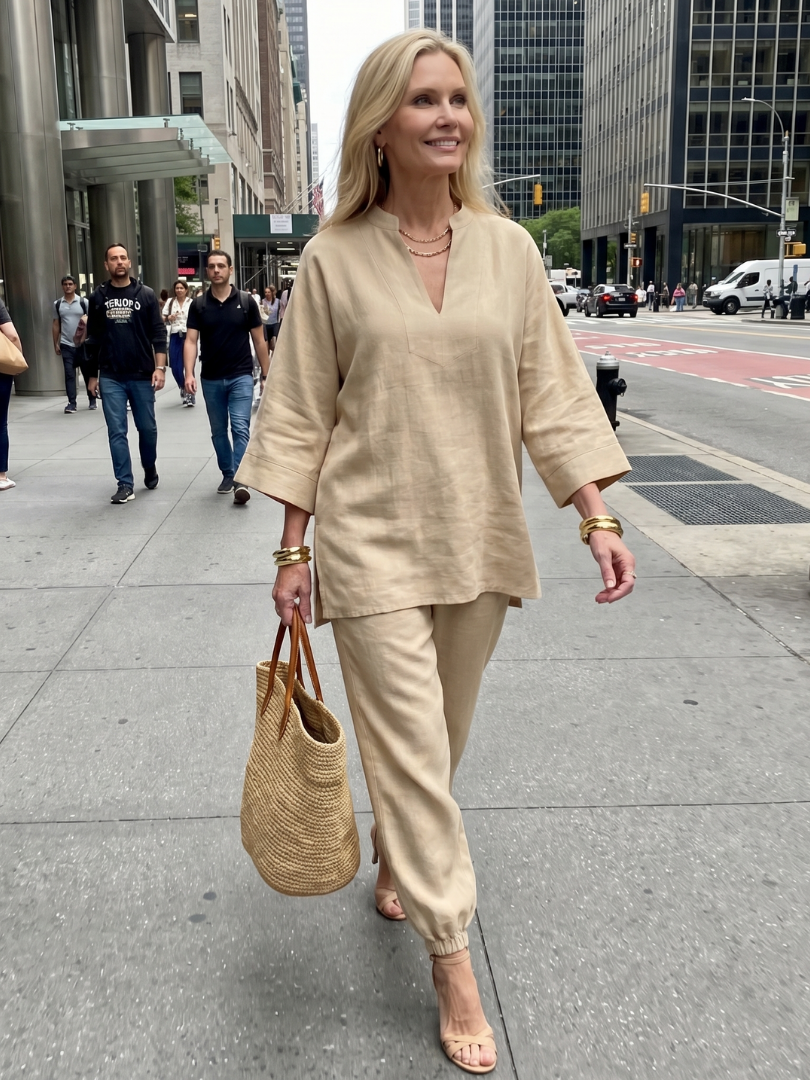 Georgiana | V-Neck Tunic and Ruffled Pants Set