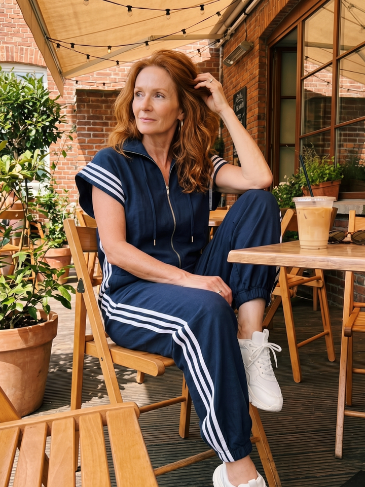 Lark | Striped Front-Zip Jumpsuit