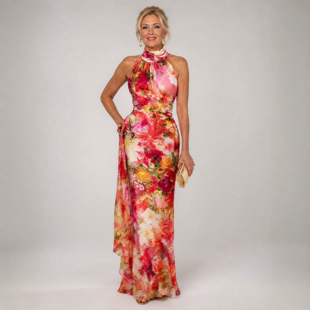 Éva | Virágmintás Halter Maxi Ruha