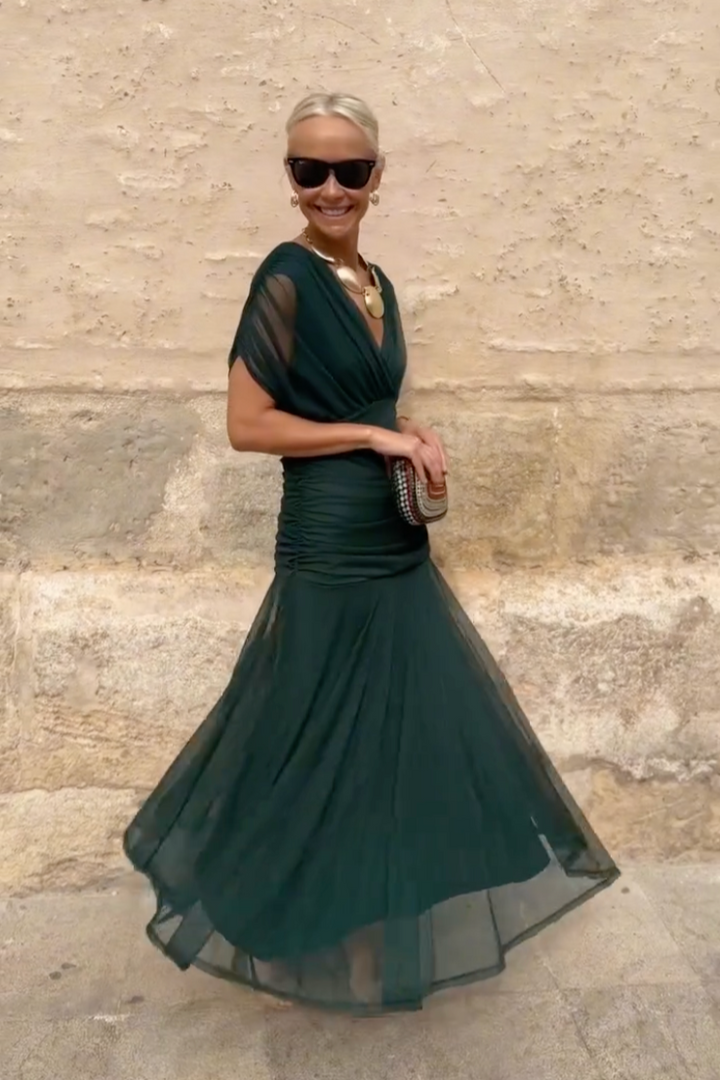 Louise | Elegáns Maxi Ünnepi Ruha V-alakú Kivágással