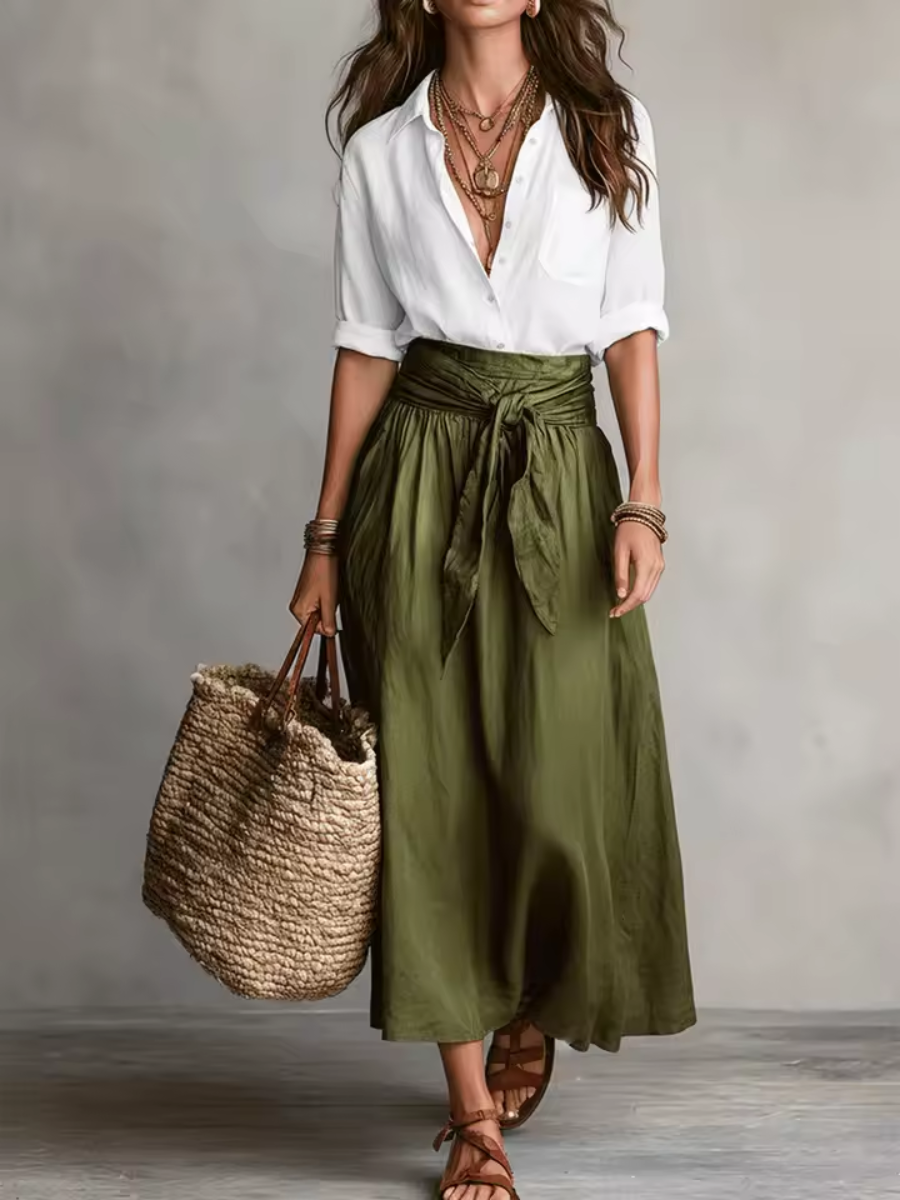 Borbála™ | Elegáns Két Részes Szett Midi Szoknyával