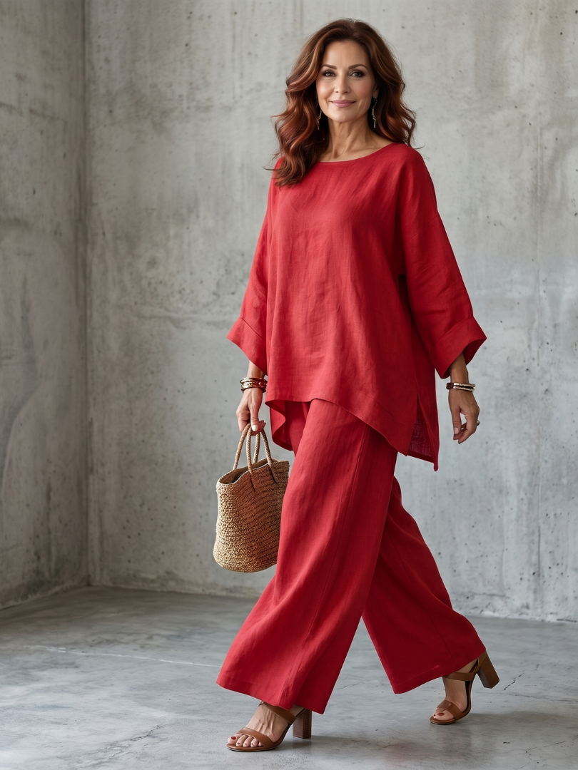 Prue | Oversized Tunic and Wide Leg Pants Set