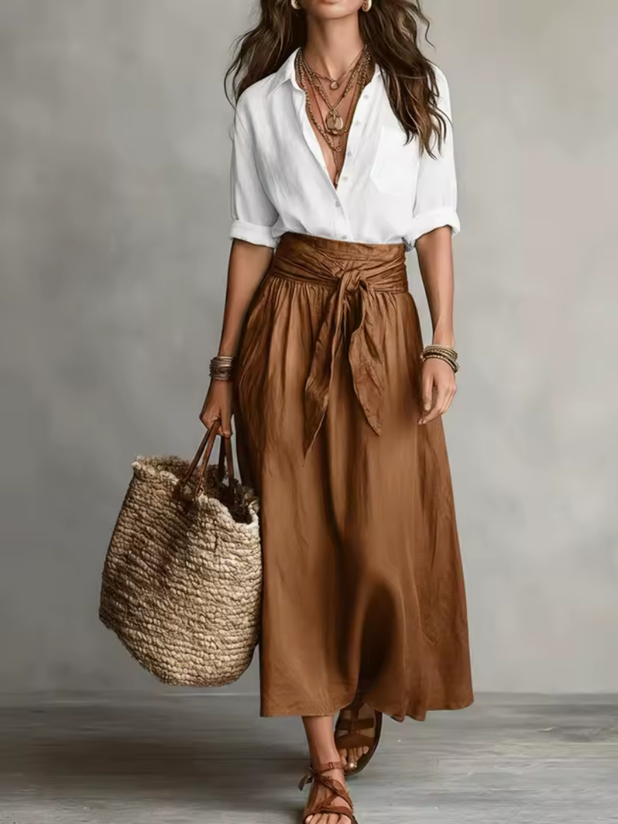 Borbála™ | Elegáns Két Részes Szett Midi Szoknyával