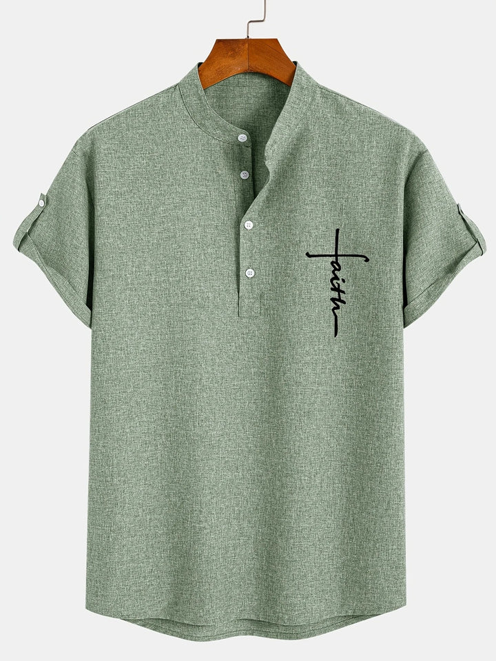 Kristóf™ | Elegáns, rövid ujjú ing álló gallérral