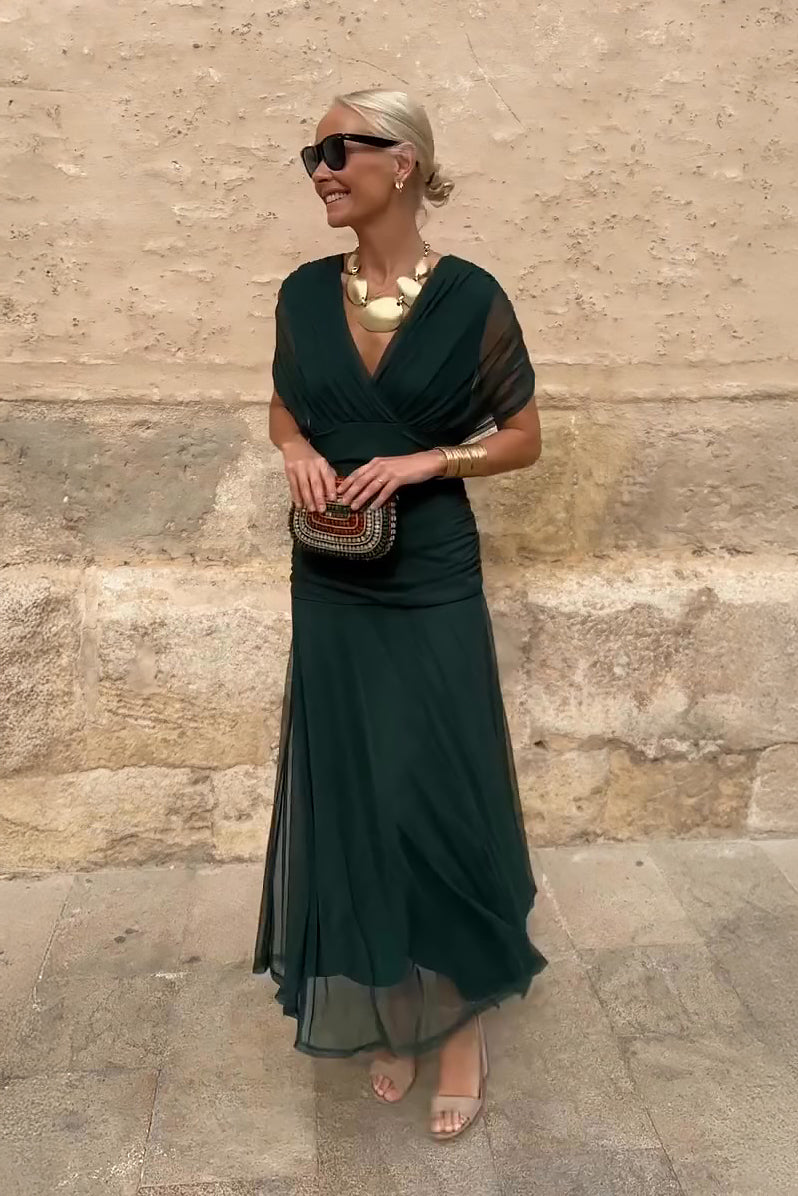 Louise | Elegáns Maxi Ünnepi Ruha V-alakú Kivágással