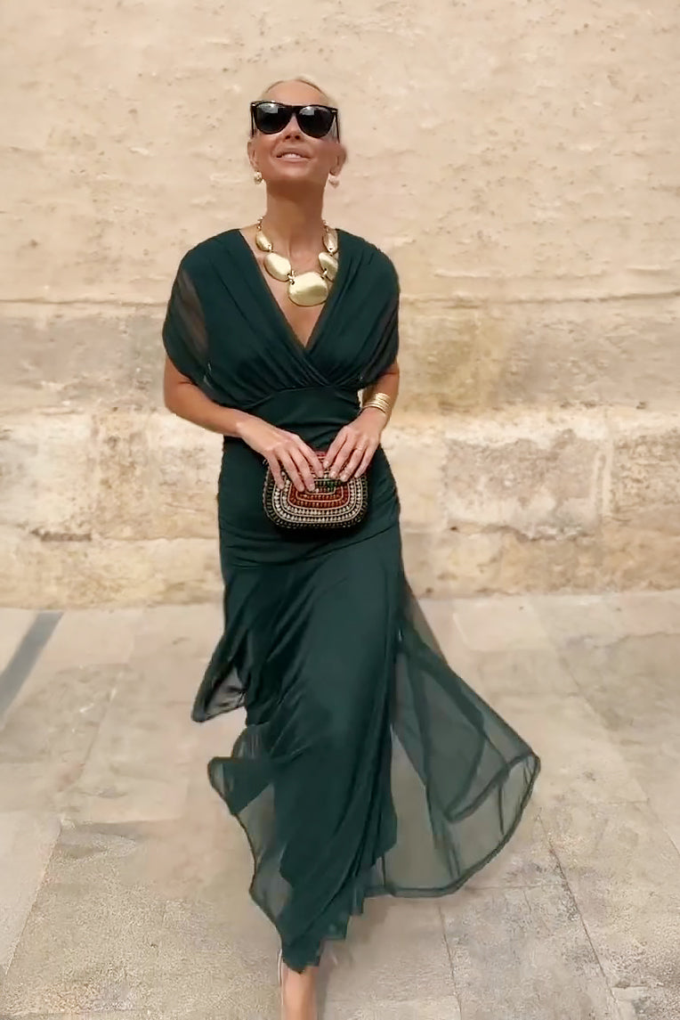 Louise | Elegáns Maxi Ünnepi Ruha V-alakú Kivágással