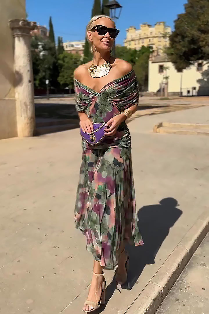 Louise | Elegáns Maxi Ünnepi Ruha V-alakú Kivágással