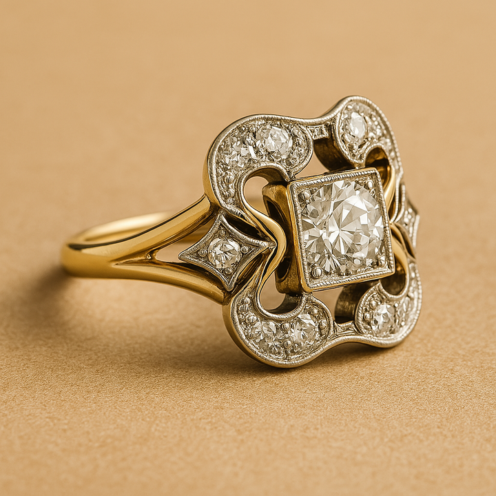 Retro Zirconia Gold Ring