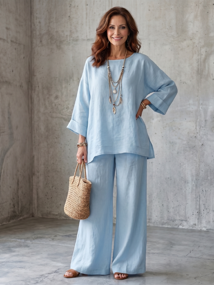 Prue | Oversized Tunic and Wide Leg Pants Set