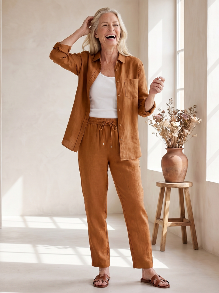 Noor | Hosszú Ujjú Ing és Slim Fit Nadrág Szett