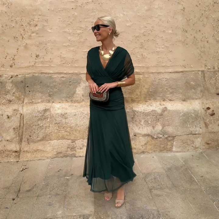 Louise | Elegáns Maxi Ünnepi Ruha V-alakú Kivágással