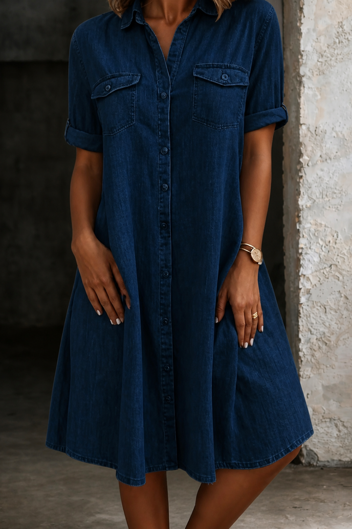 Patricia | Kényelmes Midi Ruha Farmer Stílusban