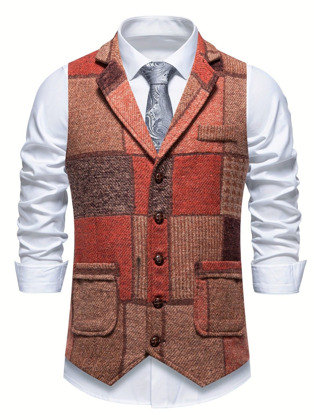 Férfi halszálkás tweed mellény